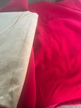 Lightweight velvet Red and Cream Fabric Bundle -